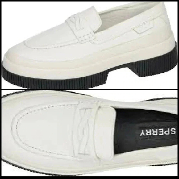 Sperry Shoes - New Sperry Highland White Leather Upper Penny Loafer Platform Academia Preppy9.5